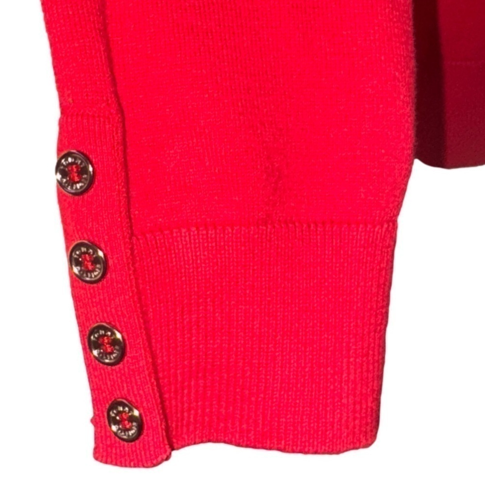Tommy Hilfiger Red Turtleneck Sweater w/ Gold Buttons on Sleeve Size M - Picture 3 of 6